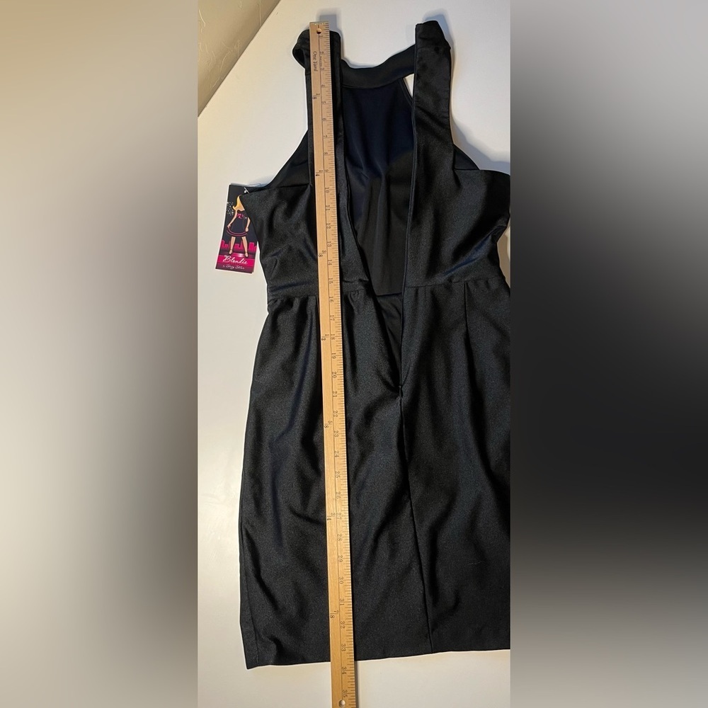 Blondie Nites Black Satin Halter Mini Dress NWT Size 3 - Picture 10 of 12